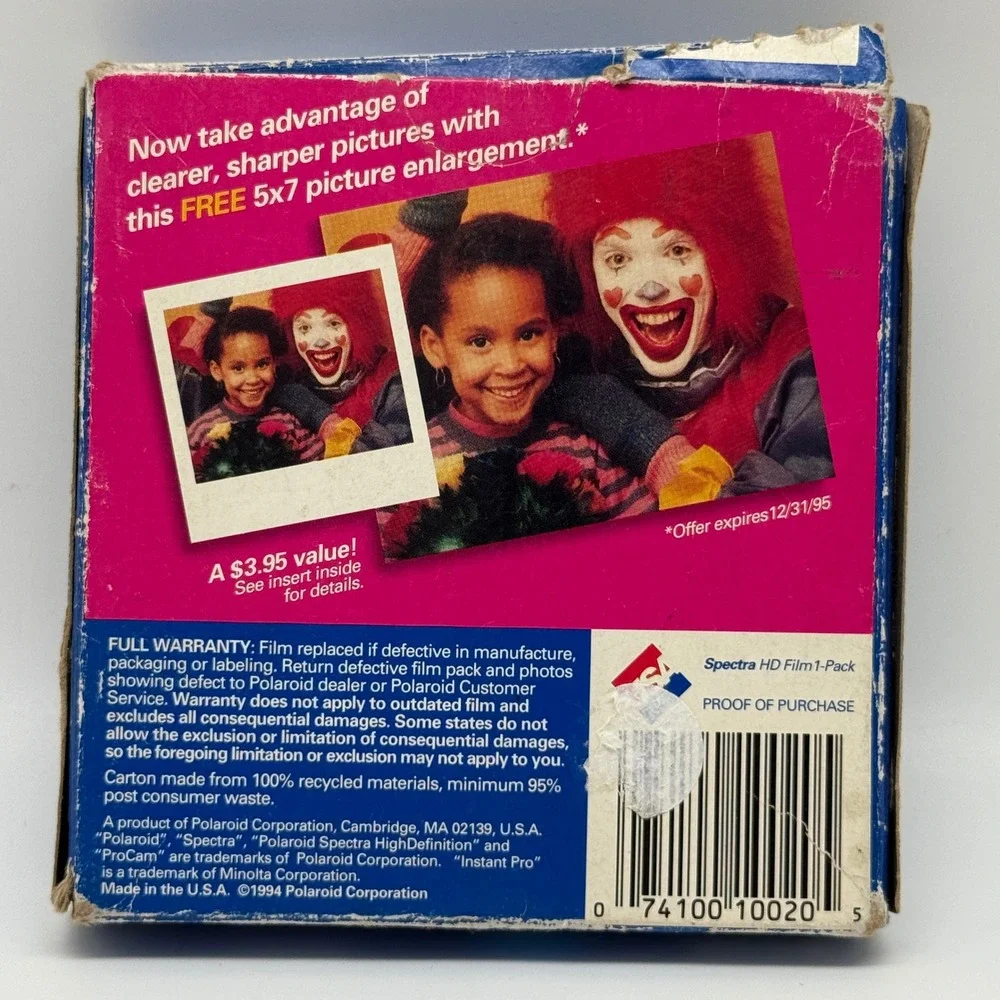 Polaroid Spectra High Definition Instant Film 1-Pack Color Expired 12/95